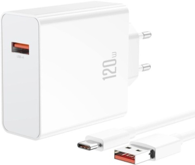 мережевий зарядний пристрій xo l128 1usb/120w + (usb - type-c) (бiлий) 