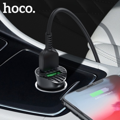 Автомобільний Зарядний Пристрій Hoco Z39 Farsighted 2USB/18W/QC3.0 + (USB - Lightning) (Чорний)
