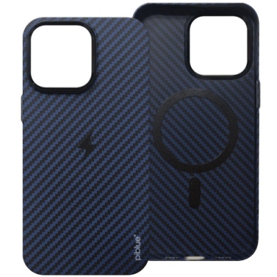 Купить чохол piblue magentic suction magsafe (pl-49) carbon для apple iphone 15 pro max (синій) онлайн