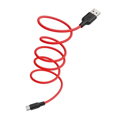 кабель hoco x21 plus silicone usb - type-c 3.0a/1m (чорно-червоний) 