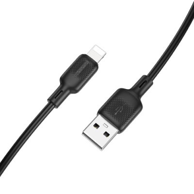 кабель borofone bx113 silicone usb - lightning 2.4a/2m (чорний) 