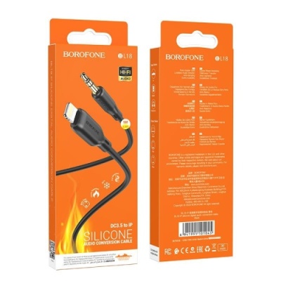кабель aux borofone bl18 3.5mm(male) - lightning(male) 1m (чорний) 