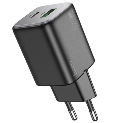 мережевий зарядний пристрій hoco n41 1usb/18w/qc3.0 + 1type-c/20w/pd (чорний) 
