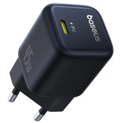 мережевий зарядний пристрій baseus picogo gan fast charger type-c 45w (p10176800123-00) (black) 