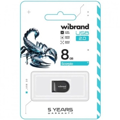 usb флеш-накопичувач wibrand 8gb scorpio (чорний) 