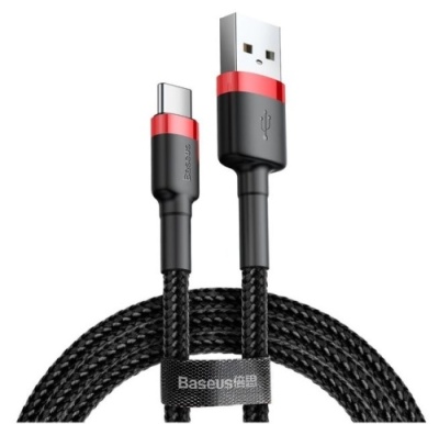 кабель baseus cafule usb - type-c 2.0a/3m (catklf-u91) (black-red) 