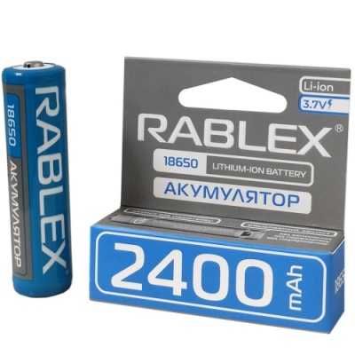 акумулятор rablex li-ion 18650 2400mah 3.7v (1шт) + захист 