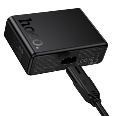 мережевий зарядний пристрій hoco c152a pd70w+ qc3.0 (1usb/5type-c/3a) (чорний) 