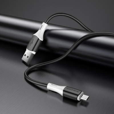 кабель borofone bx79 silicone usb - microusb 2.4a/1m (чорний) 