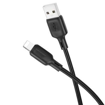 кабель borofone bx113 silicone usb - lightning 2.4a/1m (чорний) 