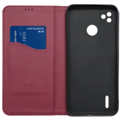 Купить чохол-книжка leather fold для tecno pop 5 (темно-червоний) онлайн