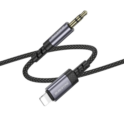 кабель aux borofone bl24 3.5mm(male) - lightning(male) 1m (сірий) 