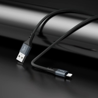 кабель hoco x86 silicone usb - lightning 2.4a/1m (чорний) 