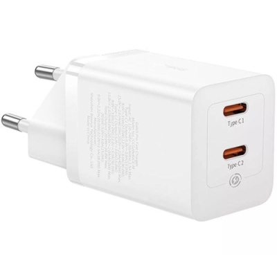 мережевий зарядний пристрій baseus gan5 pro fast charger eu (ccgp180102) 2type-c/40w/pd (білий) 