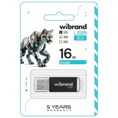 usb флеш-накопичувач wibrand 16gb cougar (чорний) 