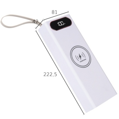 корпус multi-powerbank l20, під елементи 18650 до 20 шт, 22.5+15w, з бездротовою зарядкою та ліхтарем, білий 