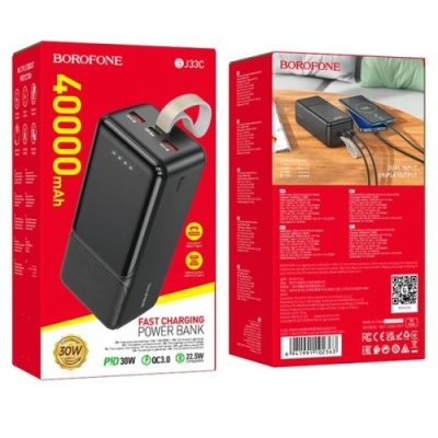 додаткова батарея power bank borofone bj33c pd30w 40000 mah (чорний) 