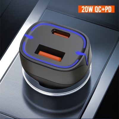 Автомобільний Зарядний Пристрій XO CC37 1USB/18W/QC3.0 + 1Type-C/20W/PD (Чорний)