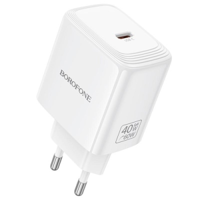 мережевий зарядний пристрій borofone bn33 pd40w (1type-c) (білий) 