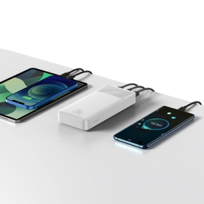 додаткова батарея power bank baseus bipow digital display 20w 20000mah white (ppbd050302) 