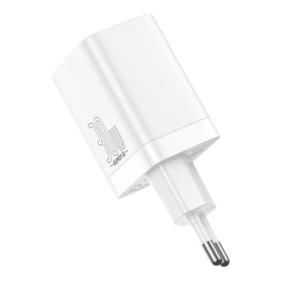 мережевий зарядний пристрій baseus super si pro quick charger type-c/usb/30w eu (ccsupp-e02) (білий) 