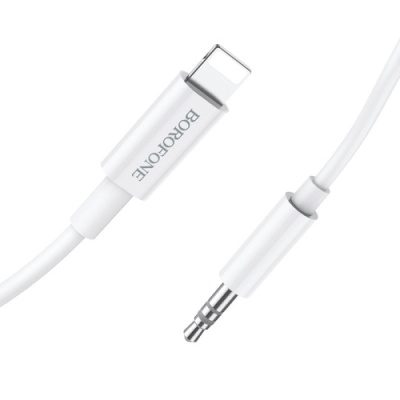 кабель aux borofone bl9 3.5mm(male) - lightning(male) 1m (білий) 