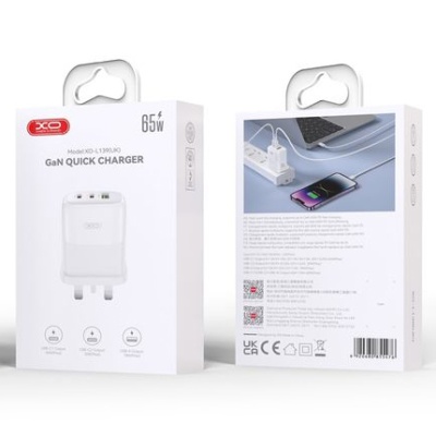 мережевий зарядний пристрій xo l139 1usb/18w/qc3.0 + 2type-c/65w/pd (бiлий) 
