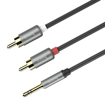 кабель aux hoco upa10 lotus 3.5mm to 2*rca 1.5m (сірий) 