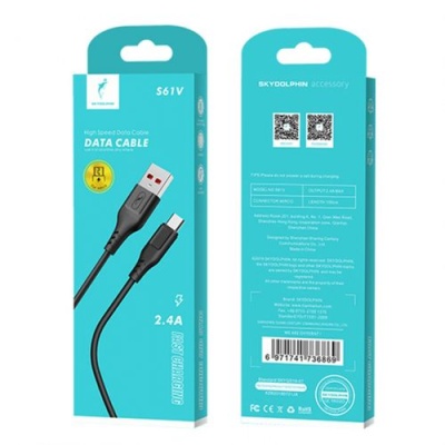 кабель skydolphin s61vb usb - microusb 2.4a/2m (чорний) 