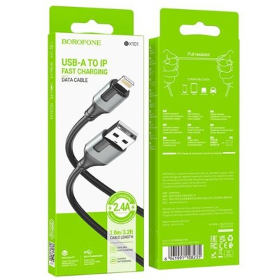 кабель borofone bx101 creator usb - lightning 2.4a/1m (чорний) 