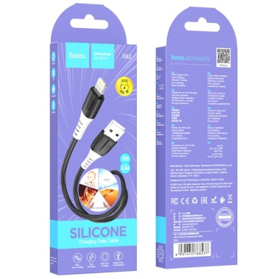 кабель hoco x82 silicone usb - lightning 2.4a/1m (чорний) 
