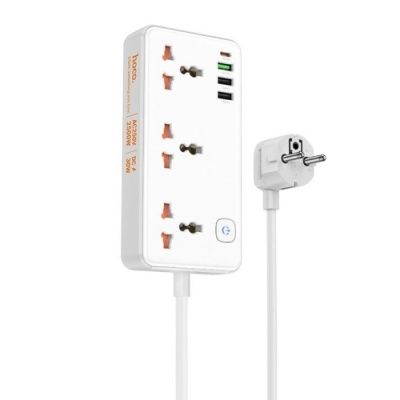 мережевий подовжувач hoco ac8a pd30w/qc18w/1c3a 1.5m (білий) 