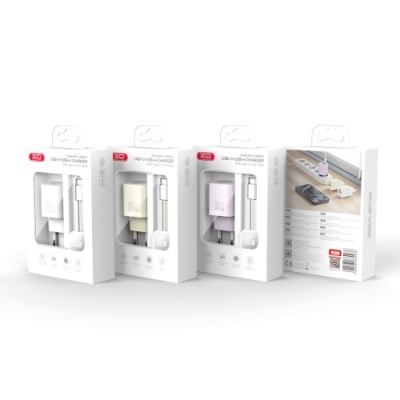 мережевий зарядний пристрій xo l149 1usb/18w/qc3.0 + 1type-c/30w/pd + (type-c - lightning) (бiлий) 
