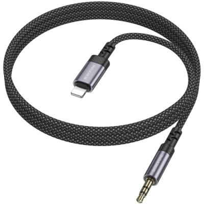 кабель aux borofone bl24 3.5mm(male) - lightning(male) 1m (сірий) 