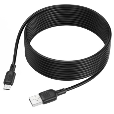 кабель borofone bx113 silicone usb - microusb 2.4a/3m (чорний) 