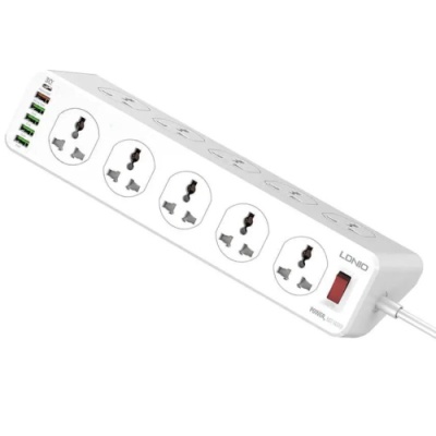 мережевий подовжувач ldnio sc10610 (10 ports / 1pd / 1qc3.0 / 4 usb / 2m) (бiлий) 