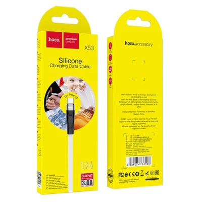кабель hoco x53 silicone usb - type-c 3.0a/1m (білий) 