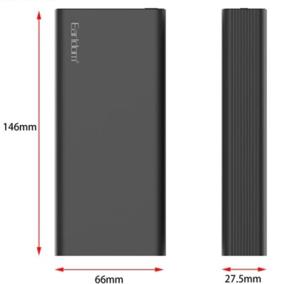 додаткова батарея power bank earldom et-pd22 20000 mah metall alloy pd20w+qc3.0 22.5w (чорний) 