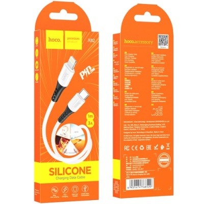 кабель hoco x82 silicone type-c - lightning 20w 3a/1m (білий) 