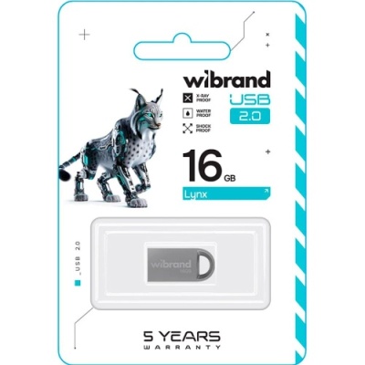 usb флеш-накопичувач wibrand 16gb lynx (срібло) 
