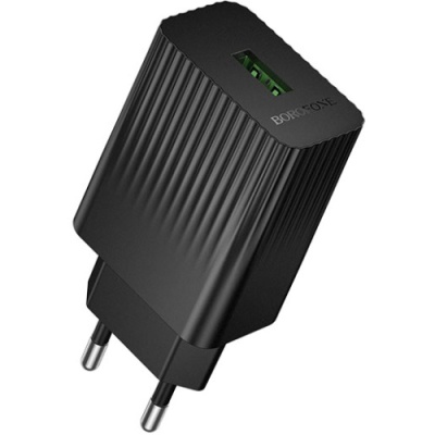 мережевий зарядний пристрій borofone bas72a 1usb/18w/qc3.0 (чорний) 