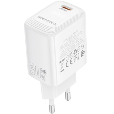 мережевий зарядний пристрій borofone bn28 1type-c/30w/pd (білий) 