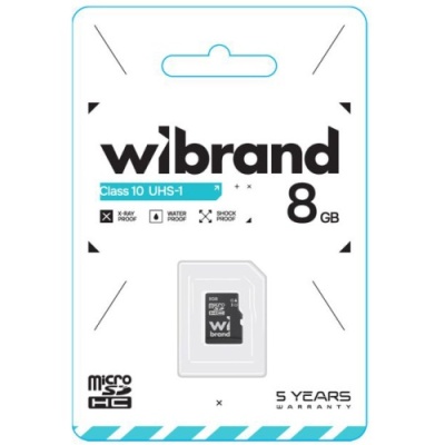карта пам'яті wibrand microsdhc 8gb uhs-1 10 class (чорний) 
