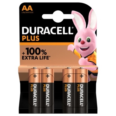 батарейка duracell lr6 plus +100% extra life aa bl 4 