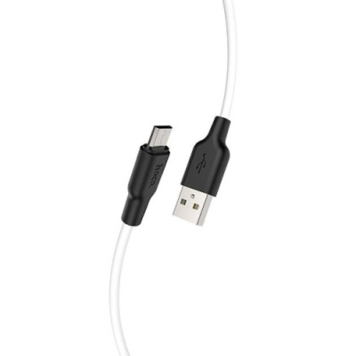кабель hoco x21 plus silicone usb - microusb 2.4a/1m (чорно-білий) 