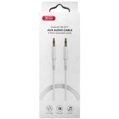 кабель aux xo nb-r271 3.5mm to 3.5mm 1m (білий) 