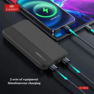 додаткова батарея power bank earldom et-pb54 10000mah 2usb/micro usb/type-c (чорний) 