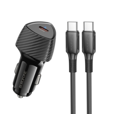 Автомобільний Зарядний Пристрій Borofone BZ31B 1Type-C/30W/PD + (Type-C - Type-C) (Чорний)
