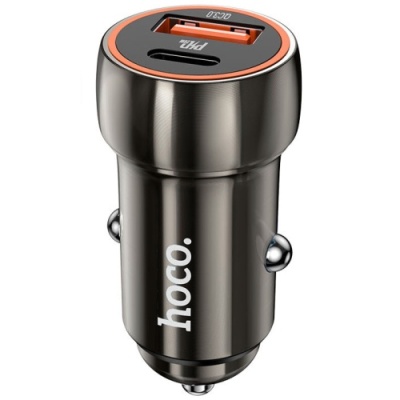 Автомобільний Зарядний Пристрій Hoco Z46A 1USB/18W/QC3.0 + 1Type-C/20W/PD (Сірий)