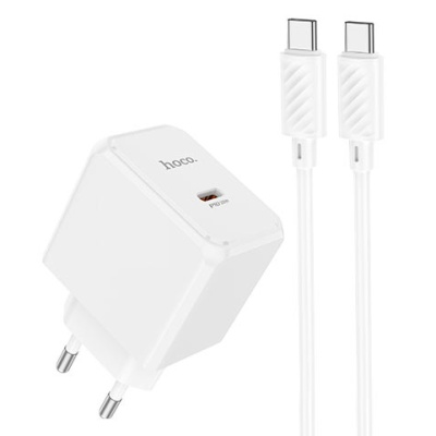 мережевий зарядний пристрій hoco cs13a 1type-c/20w/pd + (type-c - type-c) (бiлий) 
